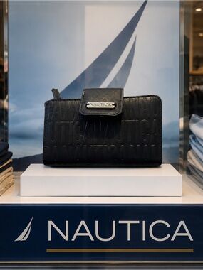 Nautica Navy Wallet with Silver Logo